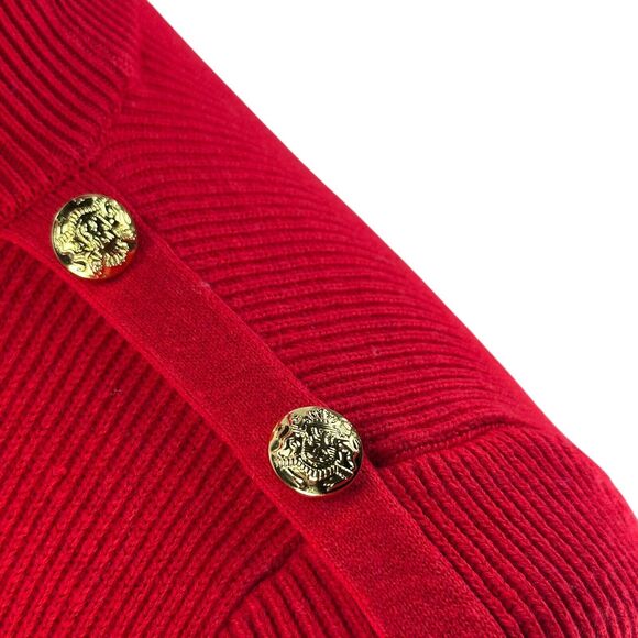 Tuckernuck Monroe Sweater Women's Small Red Mock Neck Bell Sleeve Relaxed Button - Picture 4 of 10